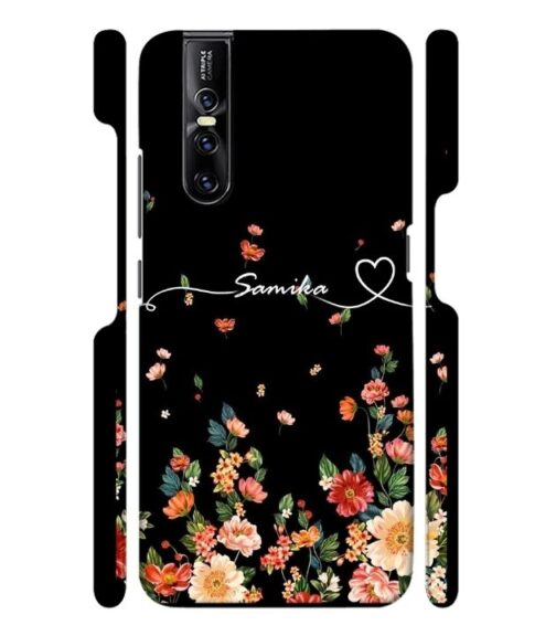 Floral design with Customize text Vivo V15 Pro Mobile Cover