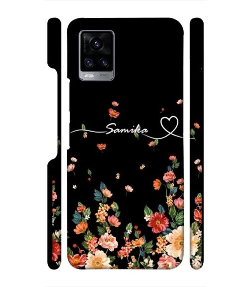 Floral design with Customize text Vivo V20 Mobile Cover