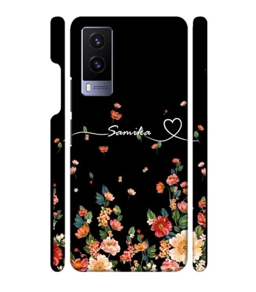 Floral design with Customize text Vivo V21 E Mobile Cover