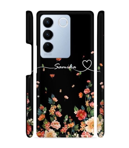Floral design with Customize text Vivo V27 5G Mobile Cover