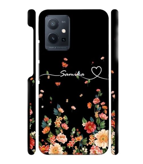 Floral design with Customize text Vivo T1 (5) Mobile Cover