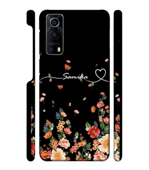 Floral design with Customize text iQOO Z3 Mobile Cover