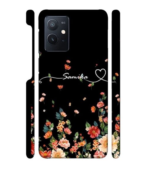 Floral design with Customize text iQOO Z6 Mobile Cover