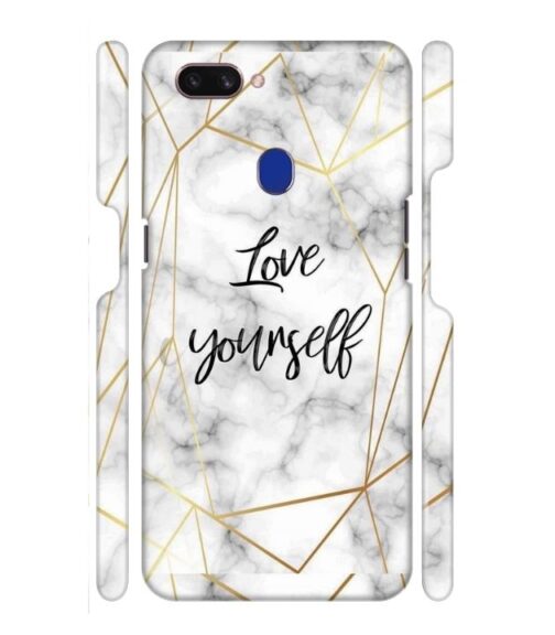 Blacky smoke with gold pattern with text love yourself Oppo F9 Pro Mobile Cover