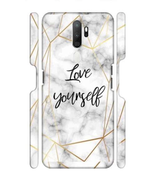 Blacky smoke with gold pattern with text love yourself Oppo A9 (2020) Mobile Cover