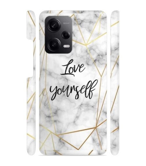 Blacky smoke with gold pattern with text love yourself Redmi Note 12 (5G) Mobile Cover