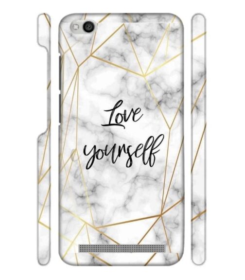 Blacky smoke with gold pattern with text love yourself Redmi 5A Mobile Cover