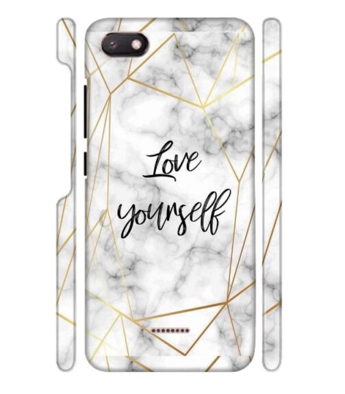 Blacky smoke with gold pattern with text love yourself Redmi 6 A Mobile Cover