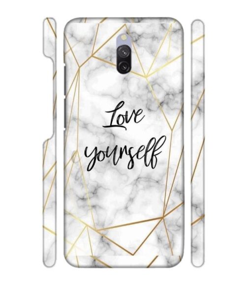 Blacky smoke with gold pattern with text love yourself Redmi 8A Dual Mobile Cover