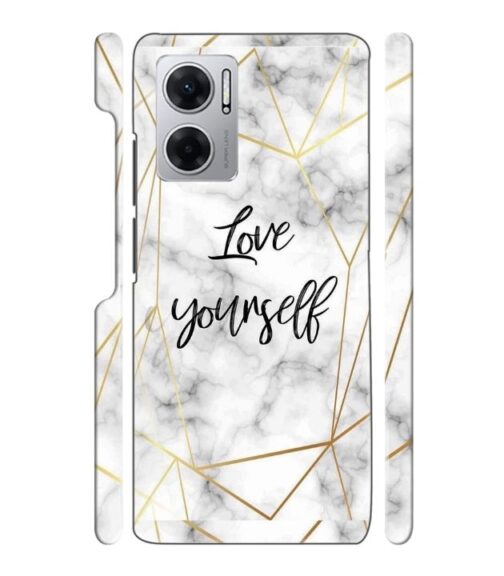 Blacky smoke with gold pattern with text love yourself Redmi 11 Prime (5G) Mobile Cover