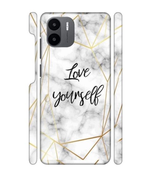 Blacky smoke with gold pattern with text love yourself Redmi A1 Mobile Cover