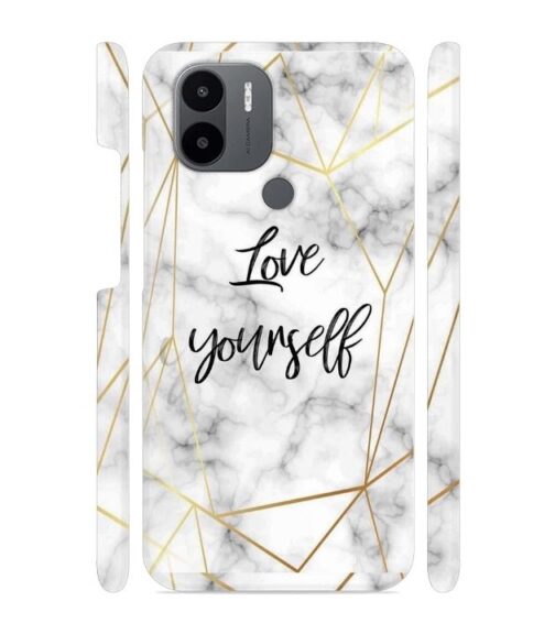 Blacky smoke with gold pattern with text love yourself Redmi A1 Plus Mobile Cover