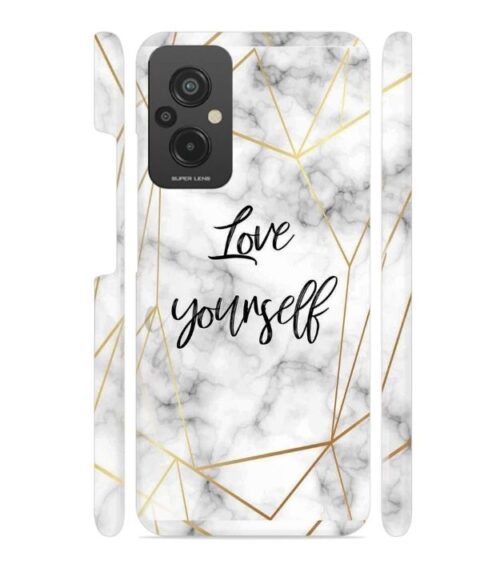 Blacky smoke with gold pattern with text love yourself Redmi 11 Prime (4G) Mobile Cover