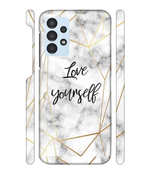 Blacky smoke with gold pattern with text love yourself Samsung Galaxy A13 5G Mobile Cover