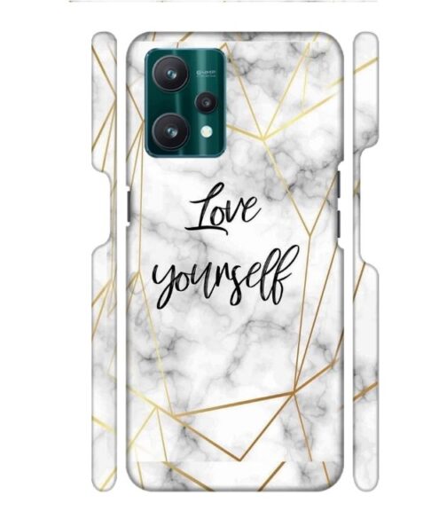 Blacky smoke with gold pattern with text love yourself Realme 9 Pro Mobile Cover
