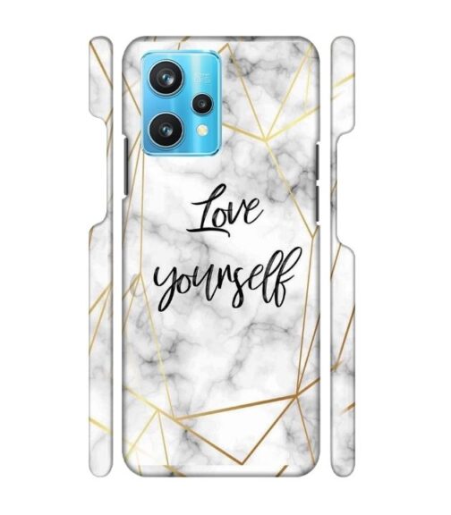 Blacky smoke with gold pattern with text love yourself Realme 9 Pro Plus Mobile Cover