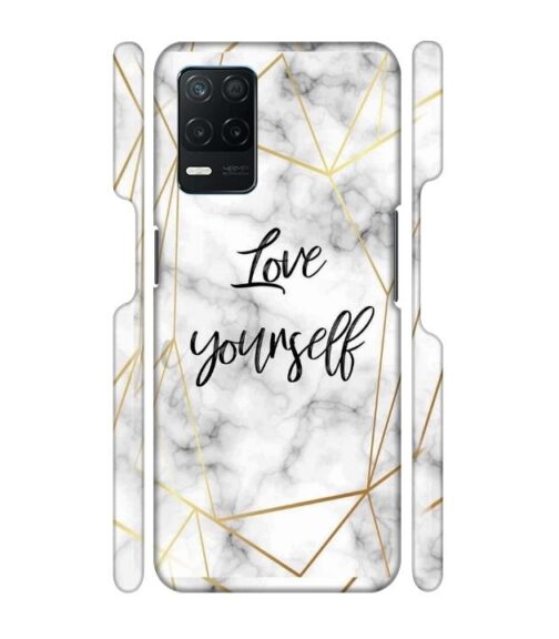 Blacky smoke with gold pattern with text love yourself Realme 9 (5G) Mobile Cover