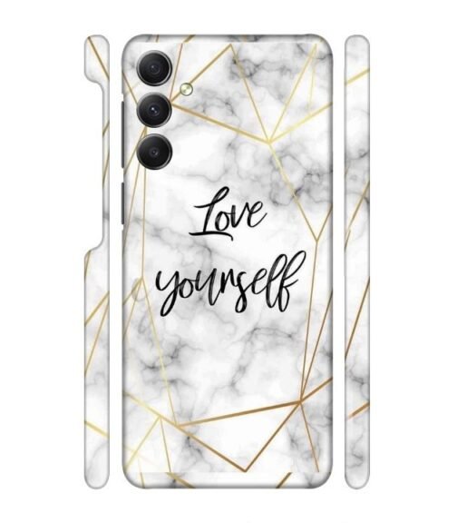 Blacky smoke with gold pattern with text love yourself Samsung Galaxy A54 5G Mobile Cover