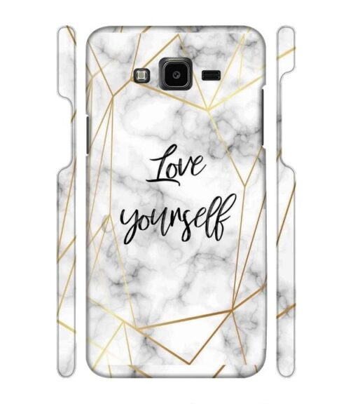 Blacky smoke with gold pattern with text love yourself Samsung Galaxy J7 (2016) Mobile Cover