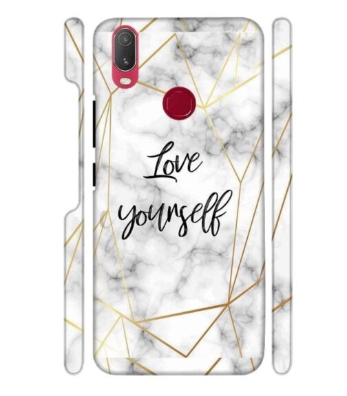 Blacky smoke with gold pattern with text love yourself Vivo Y95 Mobile Cover