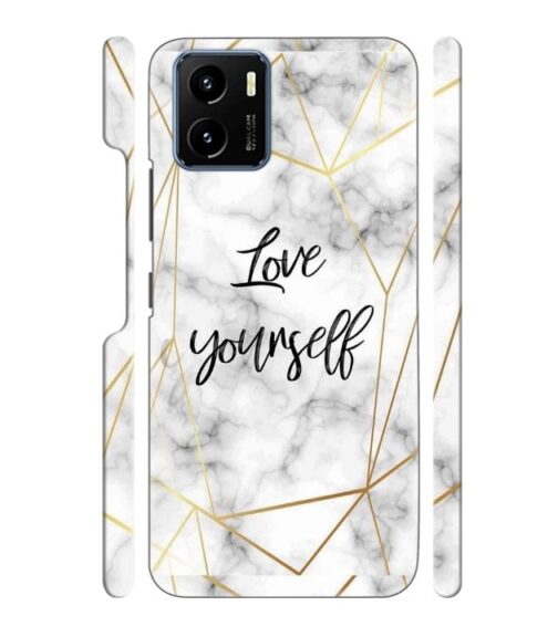 Blacky smoke with gold pattern with text love yourself Vivo Y15 S Mobile Cover