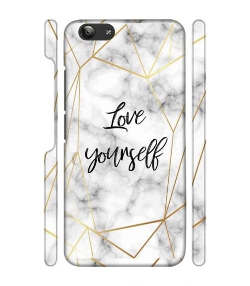 Blacky smoke with gold pattern with text love yourself Vivo Y53 Mobile Cover