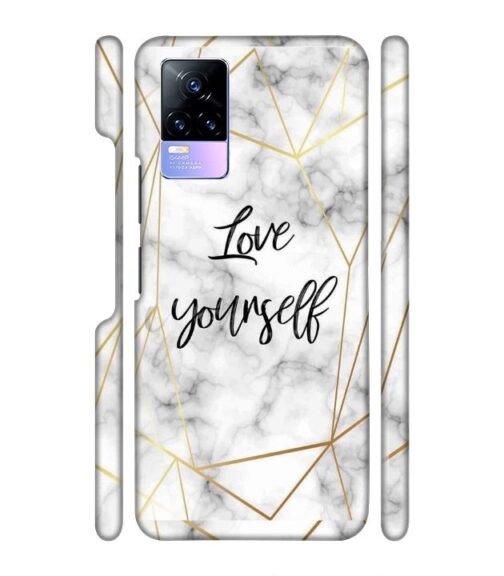 Blacky smoke with gold pattern with text love yourself Vivo Y73 Mobile Cover