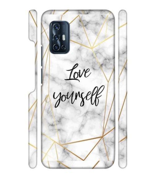 Blacky smoke with gold pattern with text love yourself Vivo V17 Mobile Cover