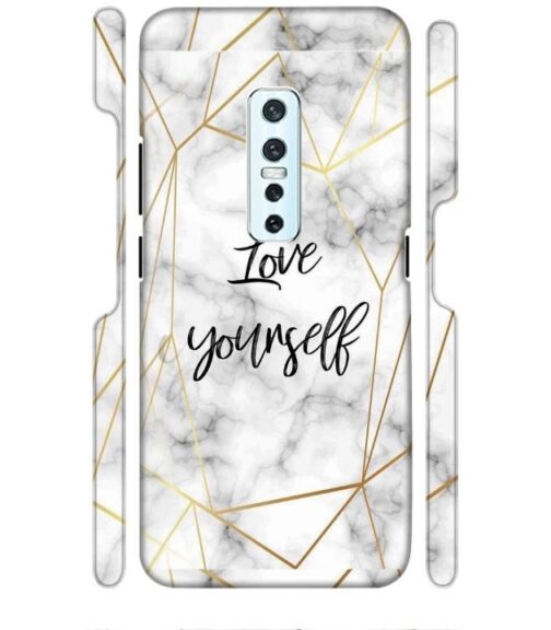 Blacky smoke with gold pattern with text love yourself Vivo V17 Pro Mobile Cover