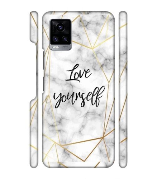 Blacky smoke with gold pattern with text love yourself Vivo V20 Mobile Cover