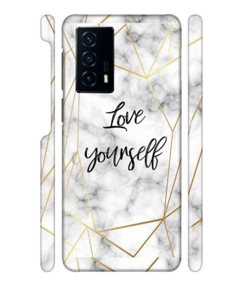 Blacky smoke with gold pattern with text love yourself Vivo V23 E (5G) Mobile Cover