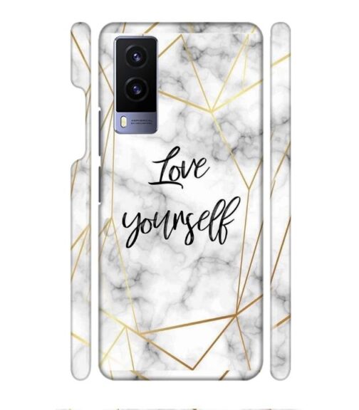 Blacky smoke with gold pattern with text love yourself Vivo V21 E Mobile Cover