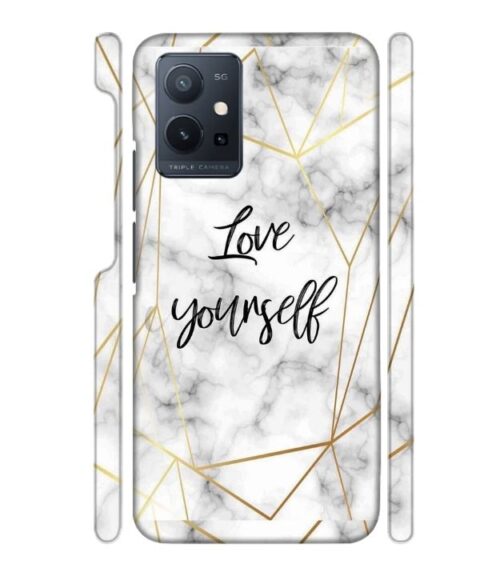 Blacky smoke with gold pattern with text love yourself Vivo T1 (5) Mobile Cover