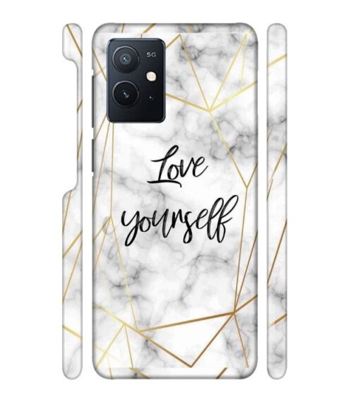 Blacky smoke with gold pattern with text love yourself iQOO Z6 Mobile Cover