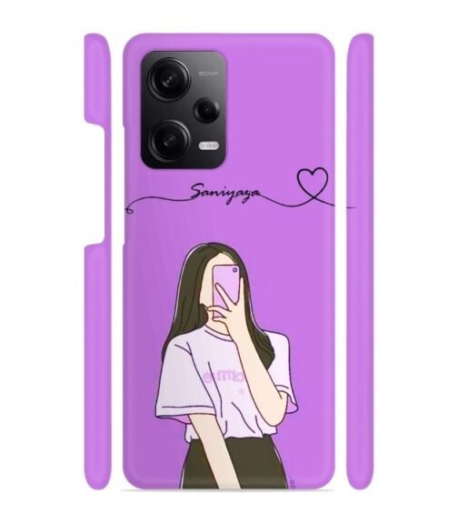 Girl gives mirror selfie pose with Customize Text Redmi Note 12 (5G) Mobile Cover