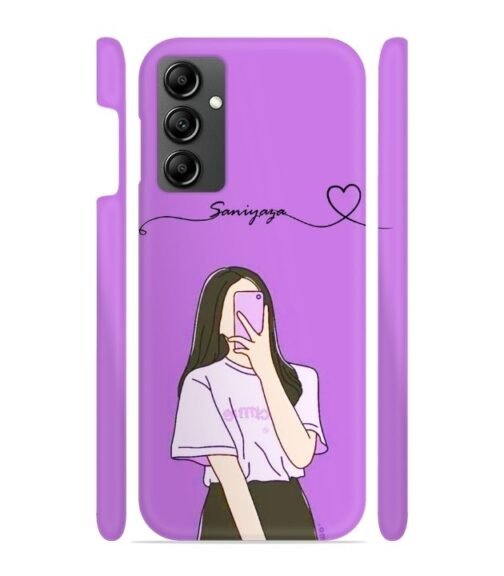 Girl gives mirror selfie pose with Customize Text Samsung Galaxy F13 5G Mobile Cover