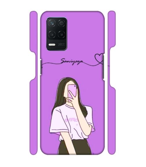 Girl gives mirror selfie pose with Customize Text Realme 9 (5G) Mobile Cover