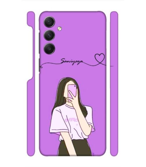 Girl gives mirror selfie pose with Customize Text Samsung Galaxy A54 5G Mobile Cover