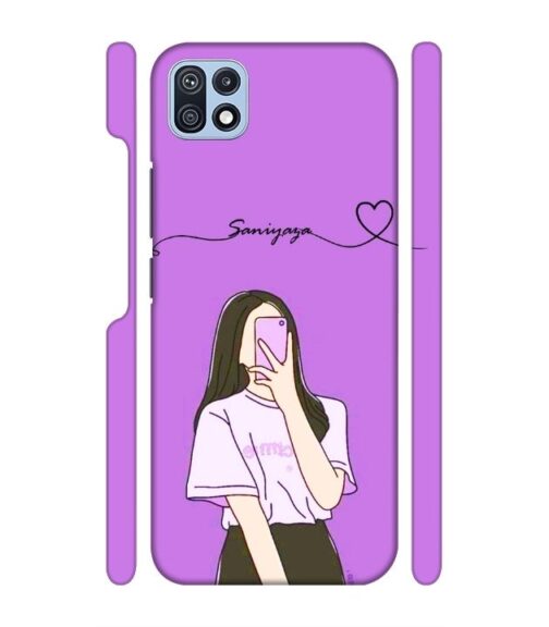 Girl gives mirror selfie pose with Customize Text Samsung Galaxy F42 (5G) Mobile Cover
