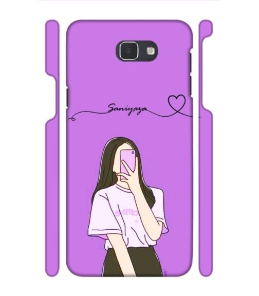 Girl gives mirror selfie pose with Customize Text Samsung Galaxy J7 Prime Mobile Cover