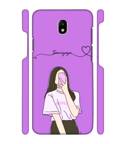 Girl gives mirror selfie pose with Customize Text Samsung Galaxy J7 (2017) Mobile Cover