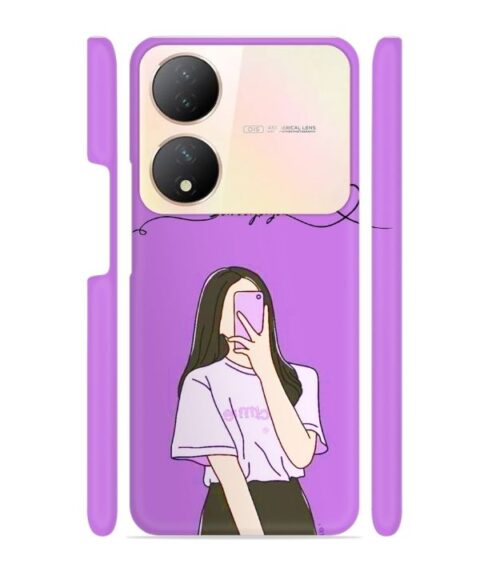 Girl gives mirror selfie pose with Customize Text Vivo Y100 (5G) Mobile Cover