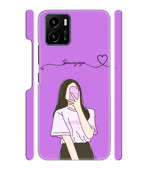 Girl gives mirror selfie pose with Customize Text Vivo Y15 S Mobile Cover