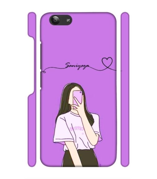 Girl gives mirror selfie pose with Customize Text Vivo Y53 Mobile Cover