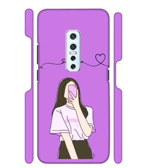 Girl gives mirror selfie pose with Customize Text Vivo V17 Pro Mobile Cover