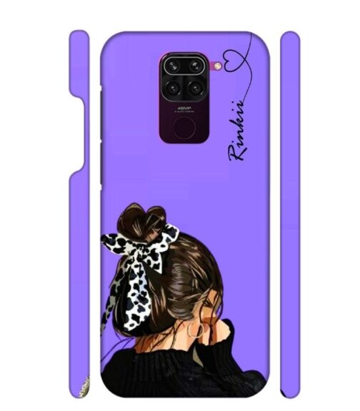 Girl with Customize text Redmi Note 9 Mobile Cover