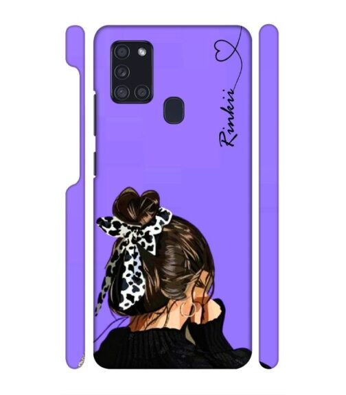 Girl with Customize text Samsung Galaxy A21 S Mobile Cover