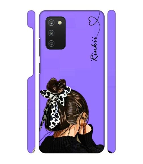 Girl with Customize text Samsung Galaxy F02 S Mobile Cover