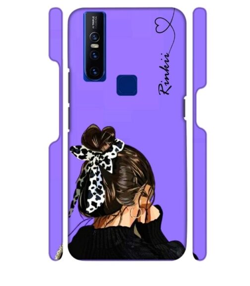 Girl with Customize text Vivo V15 Mobile Cover