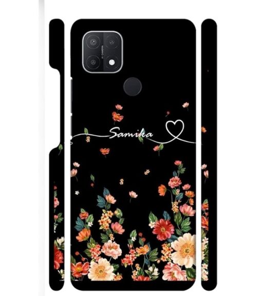 Floral design with Customize text Oppo A15 S Mobile Cover